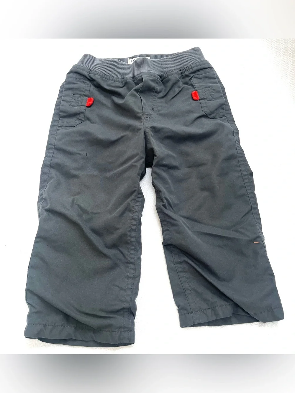 OshKosh B'gosh Charcoal Grey Ripstop Kids Pants with Red Accents